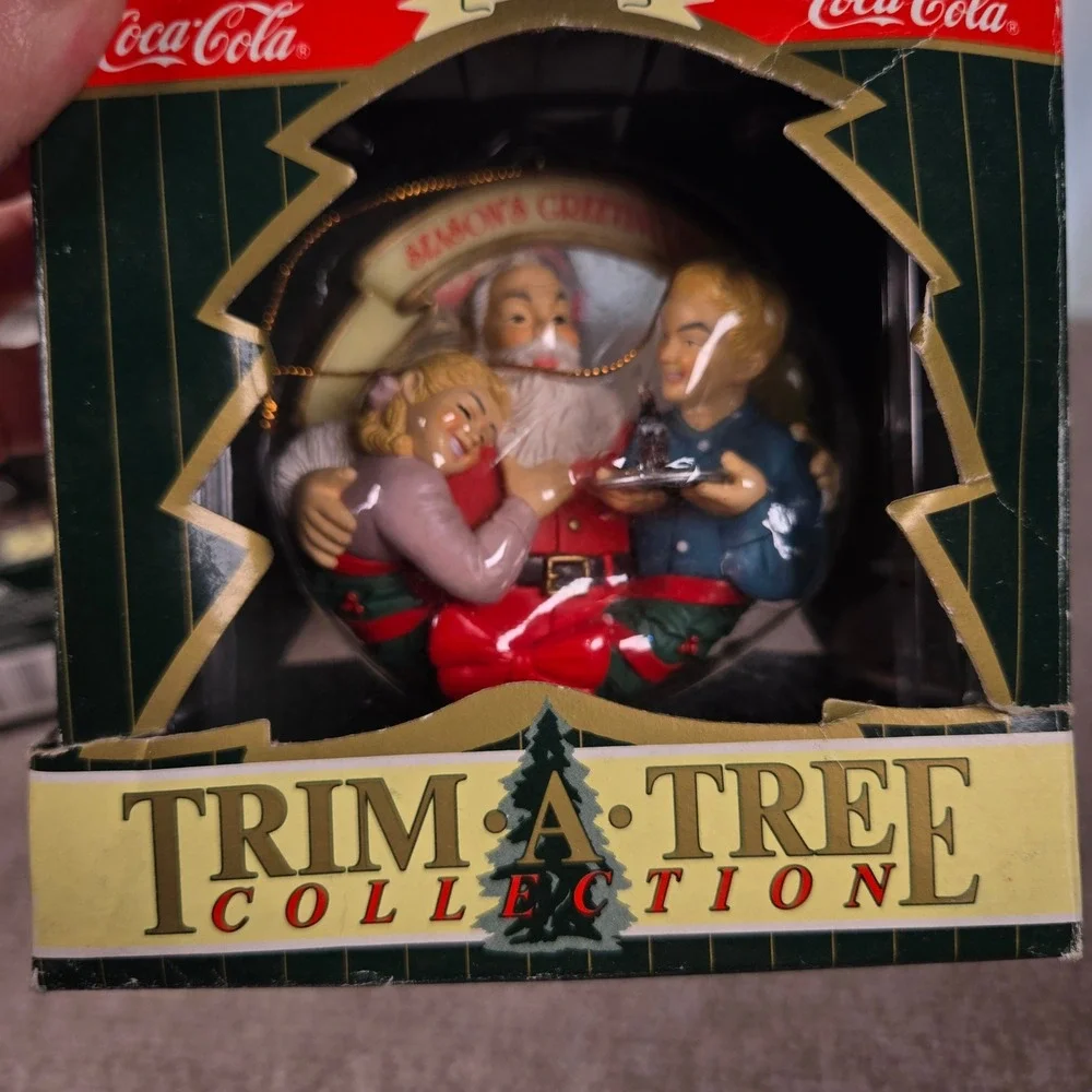 Coca-Cola Trim-A-Tree Collection Santa Ornaments Set of 3 Haddon Sundblom 90s